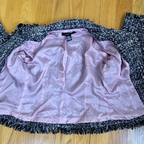 Y2K Chunky Knit Blazer Wool Tweed Fringe (6) Arden B - Picture 5 of 8